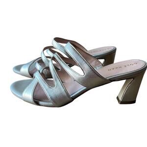 Cole Haan Alyse Sandals Size 11 Gold Strappy Heels Leather Sip On Dressy